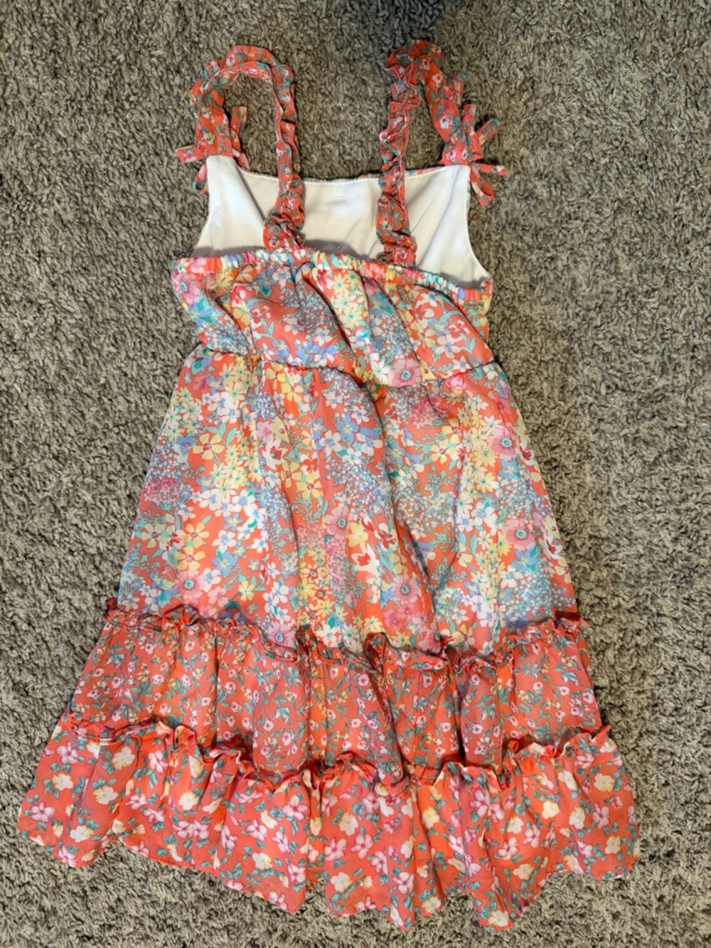 2 dresses size 4 Jona Michelle Coral Floral Ruffle Tie-Shoulder Dresses - Picture 3 of 8
